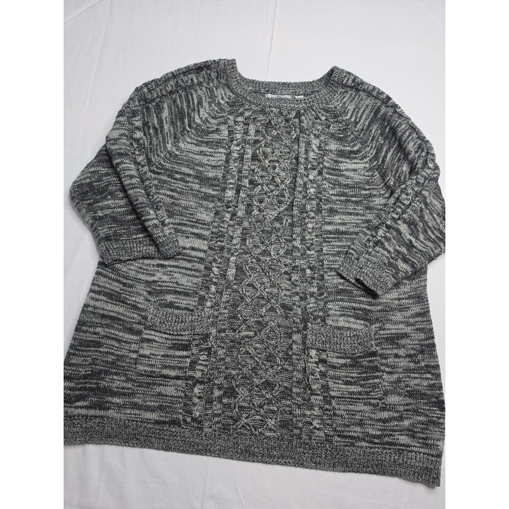 Jason Maxwell Sweater Women's 3X Gray Cable Knit 3/4 Sleeve Warm Wear Winter